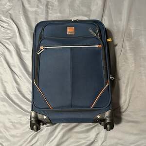 Lucas Designer Spinner Softside Carry-On Suitcase Blue